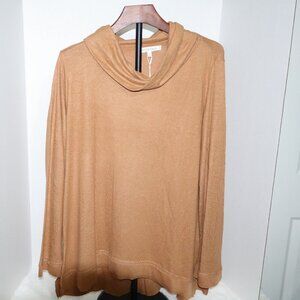 Womens-Work Shop-Cowl Neck Sweater-Camel-Size 1X